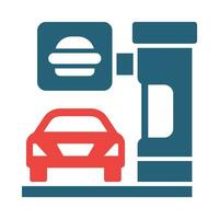 Drive Thru Glyph Two Color Icon Design vector