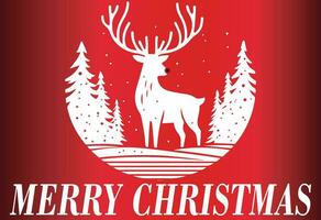 Christmas Cheer Reindeer, Festive Red Design with Merry Christmas vector