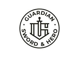 Letter G Sword Logo Design vector