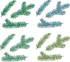 Evergreen spruce branches in various shades of green isolated on white background vector