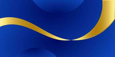 abstract blue background with gold ribbon vector