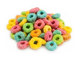 sweet cereal rings on white background photo