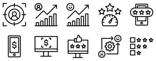 customer experience line style icon set collection vector