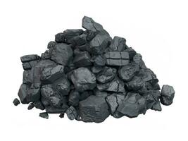 montón de carbón aislado en blanco antecedentes foto