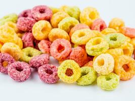 colorful cereal rings for breakfast. photo