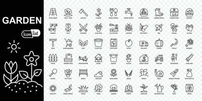 Garden editable Stroke Icons Pack. Thin line icons set. Simple vector illustration.