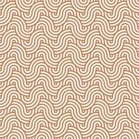 Brown seamless abstract geometric japanese circles lines and waves pattern vector