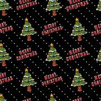 pixel art  christmas tree game style seamless pattern vector