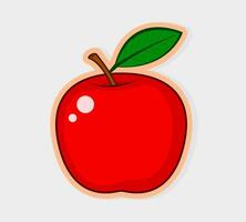 Red apple sticker. Suitable for printing cute fruit stickers. vector