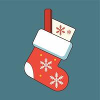 christmas stocking with snowflakes and a note vector