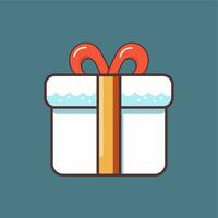 a white gift box with a red ribbon on it vector