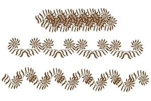 Set of decorative borders made of fern leaves. Elements for your design. Vector illustration isolated on white background.