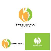 Mango Logo Fresh Fruit Vector Design Line Style Illustration Template