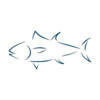 atún pescado azul contorno icono logo diseño. minimalista sencillo plano vector