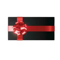 Vector red bow on black gift box illustration