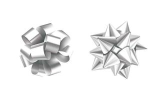 Vector silver bows for wrapping present box set