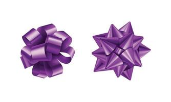 Vector purple bows for wrapping present box set