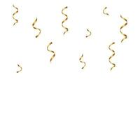 Vector falling golden confetti ribbons on white background