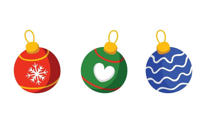 Vector hand drawn flat christmas ball ornaments collection