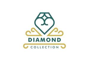 Jewelry stamp logo design illustration. Stamp sticker label jewelry store gold diamond silver necklace ring gift accessories. Simple minimalist icon symbol glamorous luxury majestic classy elegant. vector