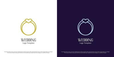 Love ring logo design illustration. Heart circle ring shape, beautiful virgin women's wedding jewelry, fashion lifestyle gift. Simple business minimalist elegant luxury  elegant glamorous icon. vector