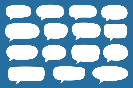 Set of hand drawn speech bubbles. Speak bubble text, cartoon chatting box, message box. Blank empty white speech bubbles. vector