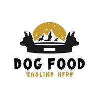 montaña perro comida vector ilustración logo