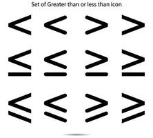 Set of Greater than or less than icon vector