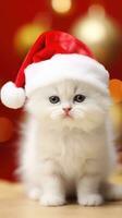 AI generated Adorable fluffy hamster Santa hat sitting Christmas present box lights photo new year poster