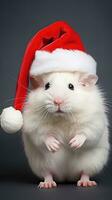 AI generated Adorable fluffy hamster Santa hat sitting Christmas present box lights photo new year poster