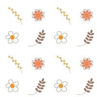 Boho seamless pattern. Cute flowers and twigs background. vector