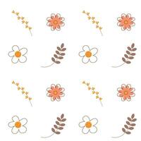 Boho seamless pattern. Cute flowers and twigs background. vector