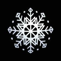 Vector simple white snowflake icon graphic isolated element on black background