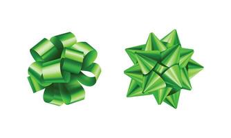 Vector green bows for wrapping present box set