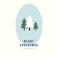 Merry Christmas Social Media Post with fir tree under snowfall Vector Design Template
