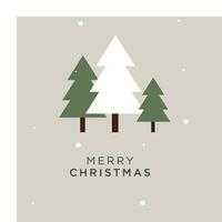 Merry Christmas Social Media Post with fir tree under snowfall Vector Design Template