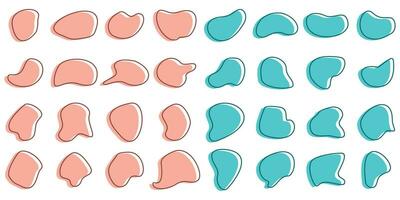 Collection of organic blob shapes. Form organic amoeba clumps. Collection of irregular round stain shape graphic elements. Collection of abstract liquid elements vector