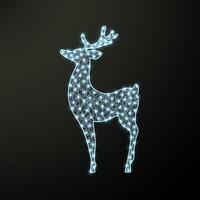 Christmas glowing deer. New year figure with garland. Realistic vector illustration