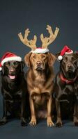 ai generado linda perro fornido lobo perrito con Navidad regalo cajas concepto foto póster alegre presente rojo nuevo año