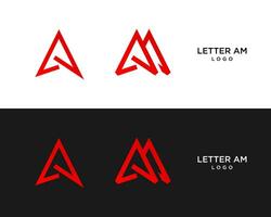 AM letter monogram geometric bold shape industry logo design. vector