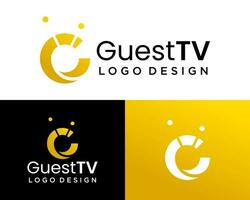 Letter G monogram television logo design. vector