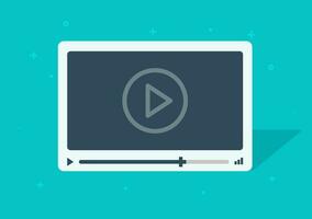 Video player flat cartoon vector icon illustration, media broadcasting modern design clipart