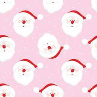 Cheerful Santa face  with snowflakes on blue background. Christmas seamless pattern for greeting card, wrapping paper, , fabrics, home decor, scrapbooking vector