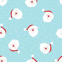 Cheerful Santa face  with snowflakes on blue background. Christmas seamless pattern for greeting card, wrapping paper, , fabrics, home decor, scrapbooking vector