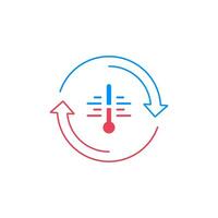 Cooling and heating systems logo, air conditioning service icons, climate control concept vector