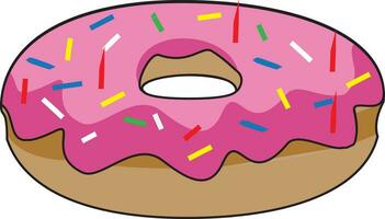 Donut with pink icing vector in white background