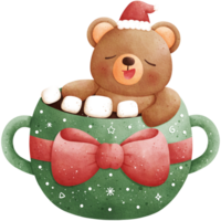 Watercolor Christmas Bear Illustration png