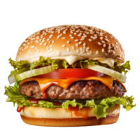 AI generated Classic Hamburger in transparent PNG