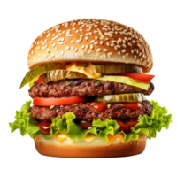 ai generado clásico hamburguesa en transparente png