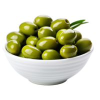 ai généré Frais olive avec feuilles dans le bol png